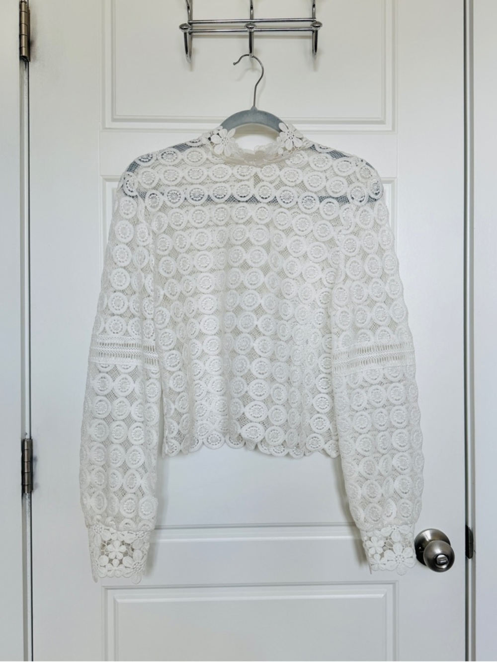 miami White Floral Crochet Lace Top